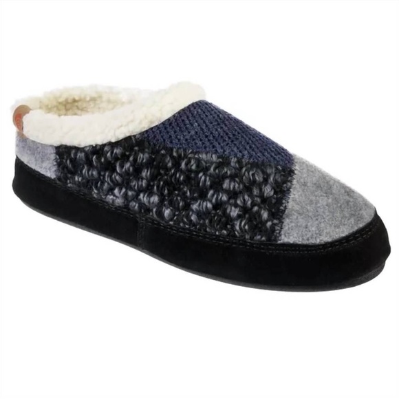 NEW ACORN women's patchwork meadow mule slippers in navy blue size 8-9 - Picture 1 of 7